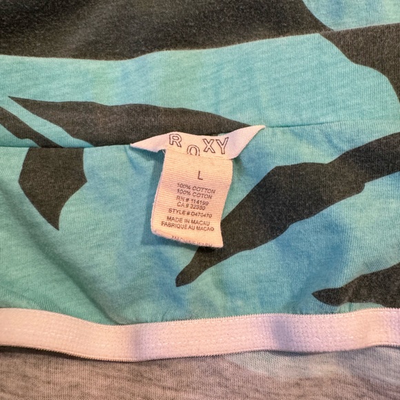 Roxy tie waist strapless cotton dress. Built in shelf bra. Size L - Picture 3 of 7